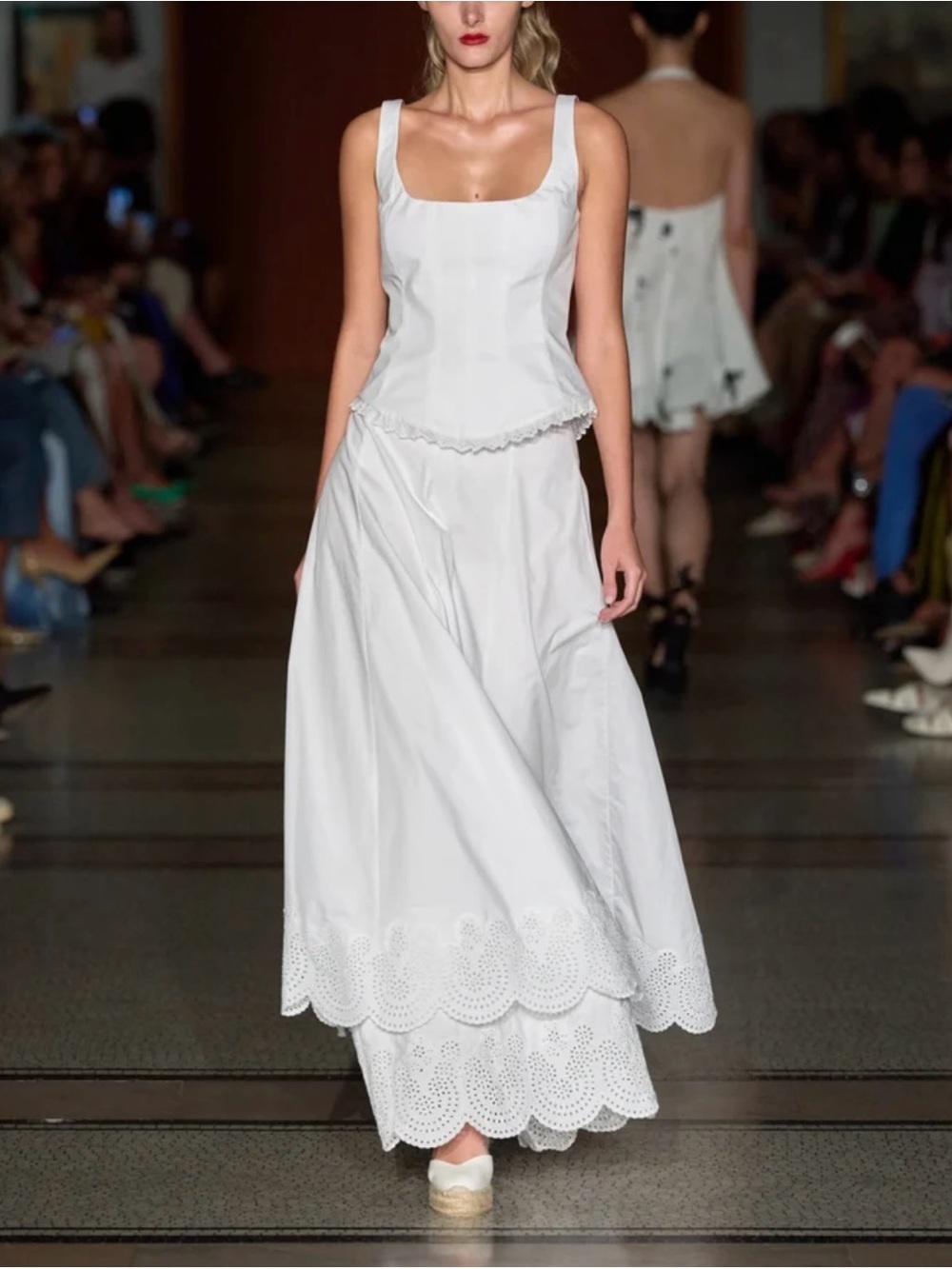 NWT Alejandra Rojas White Broderie Midi Skirt